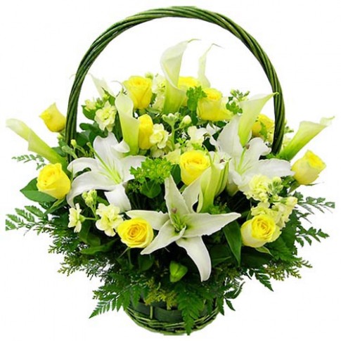 Be Bright Flower arrangement with Basket