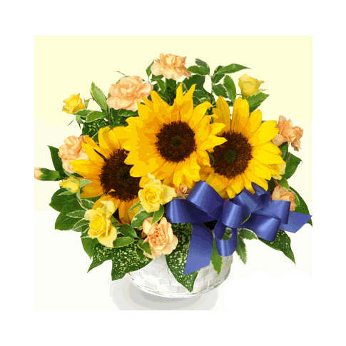 Happy Summer Sunflower Flower Basket